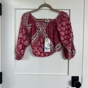 Show Me Your MuMu Pink Smocked Crop Blouse